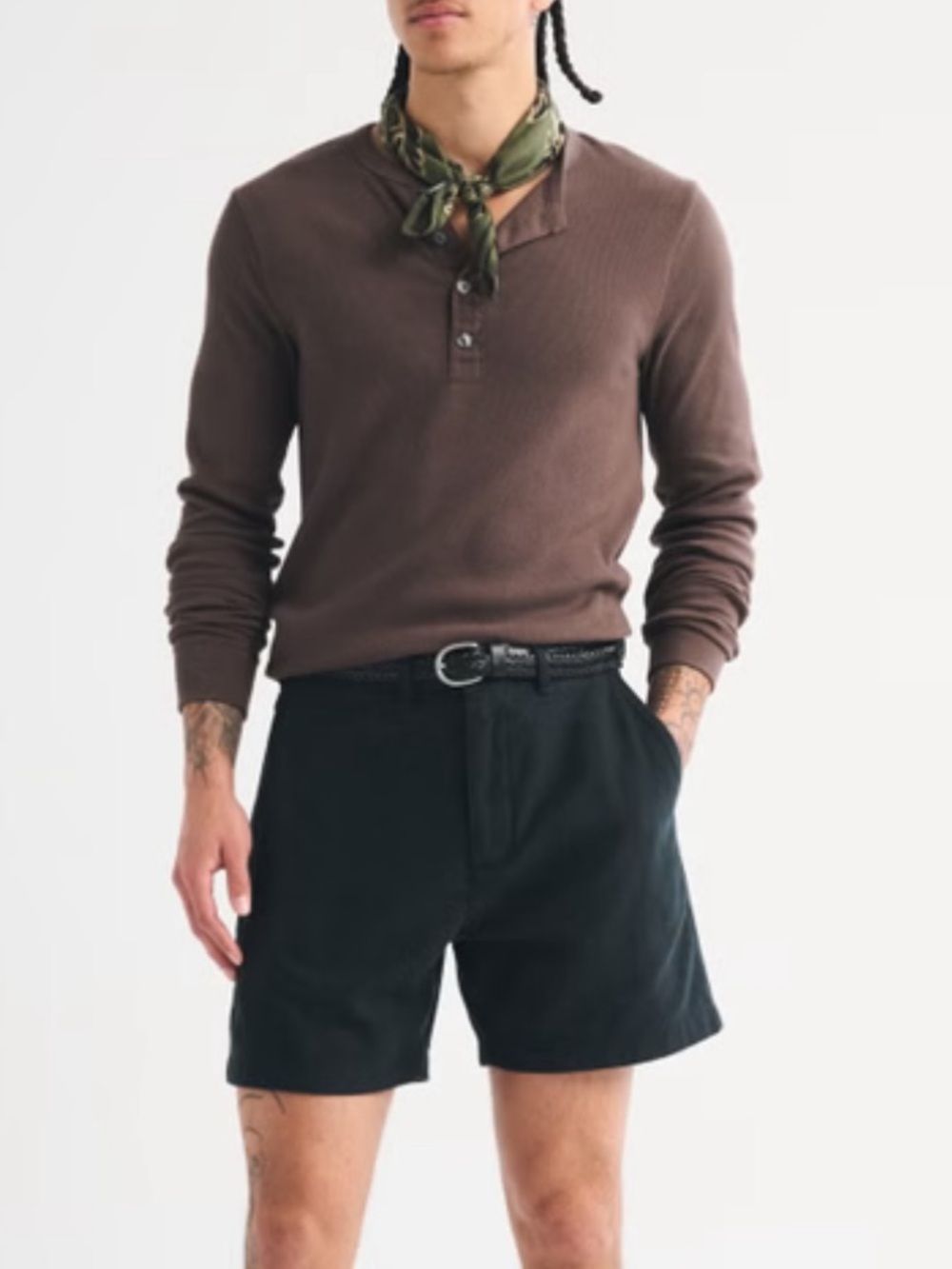Abercrombie & Fitch Stretch Flat Front Shorts in Black
